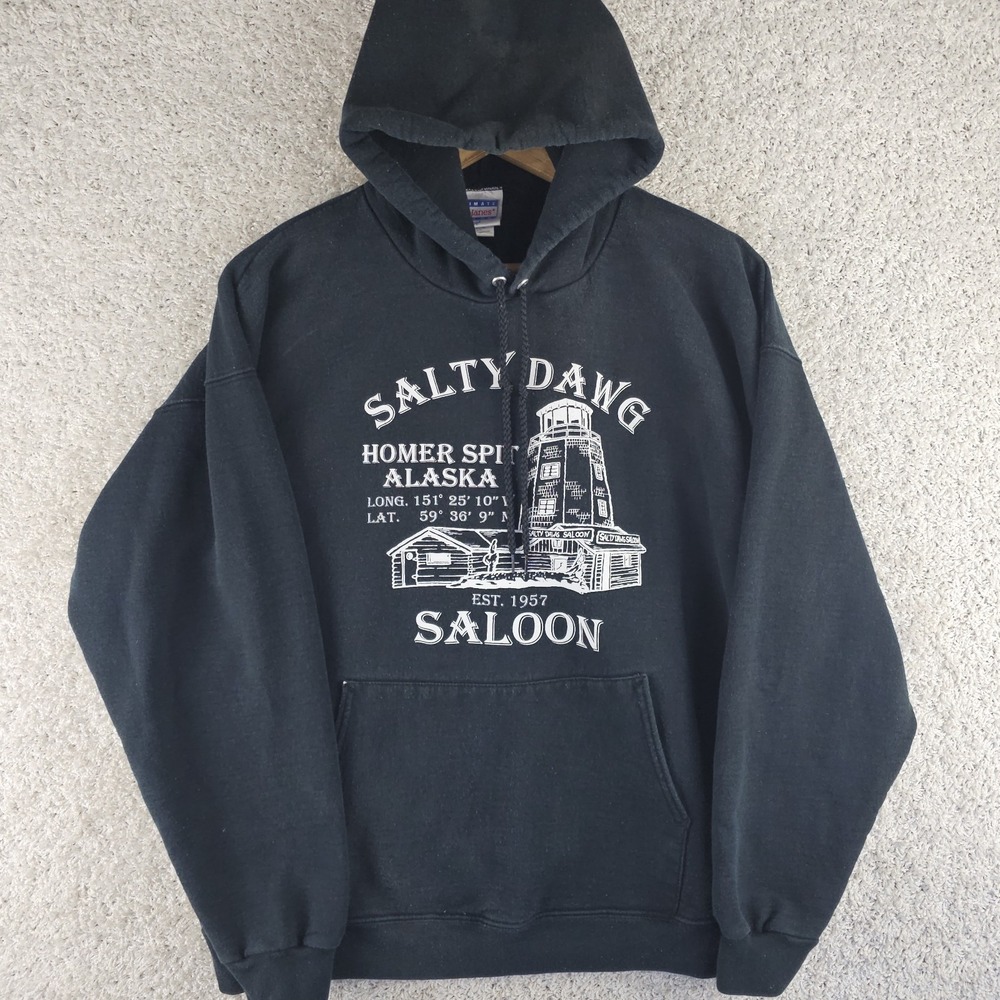 Vintage Salty Dog Saloon Alaska Hoodie Adult Large Hanes Printpro Homer Spit